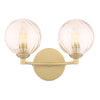 Izzy 2 Light Wall Light Matt Gold With Twisted Amber Glass picture with switched on light