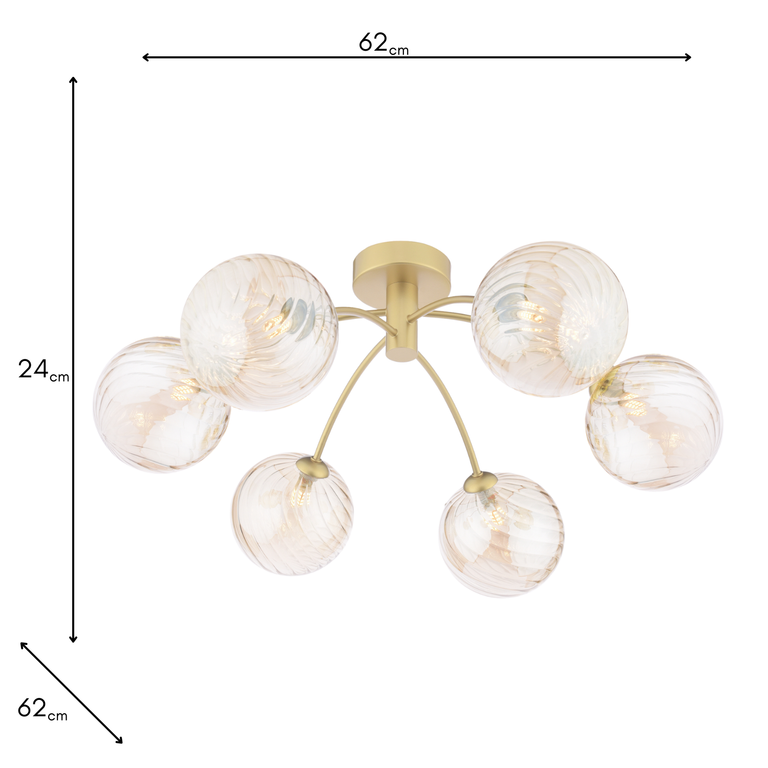 Izzy 6 Light Semi Flush Light Gold - Ceiling Light Collection