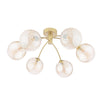 Izzy 6 Light Semi-Flush Matt Gold With Twisted Amber Glass picture on the white background