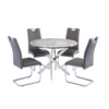 Stylish dining table with tempered glass and wood design
