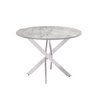 Elegant round dining table with a grey marble-effect finish
