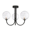 Jared 3 Light Semi Flush Black/Clear Dimpled Glass made in a modern design
