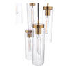 Jodelle 5 Light Cluster Pendant Polished Bronze and Glass close view picture of the glass ribbed shades