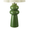 Jordana Ceramic Table Lamp Green and Polished Chrome close view picture of the ceramic base