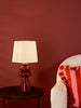 Jordana Ceramic Table Lamp Pink and Polished Chrome life style picture
