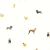 Joules Harbour Dogs Wallpaper Cream close view picture of the pattern design