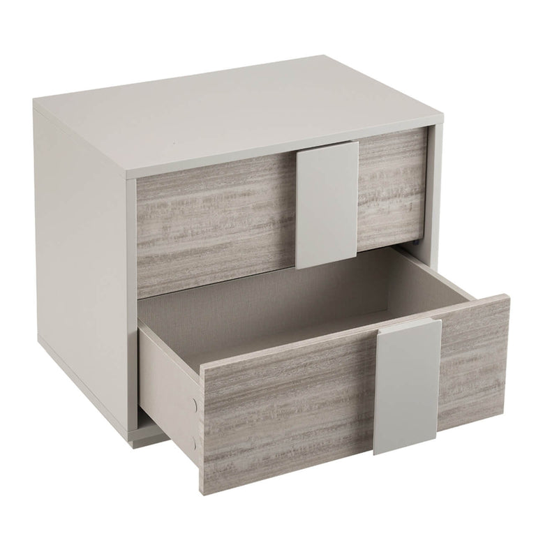 Jules Bedside Table 2 Drawer Grey