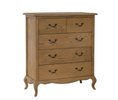 Elegant chest of drawers with a rustic oak finish.
