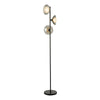 Kadience 3 Light Floor Lamp Satin Black and Smoked Glass in modern design