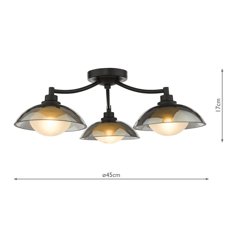 Kadience 3 Light Semi Flush Ceiling Light Black – Modern Home Lighting Fixture for Stylish Interiors