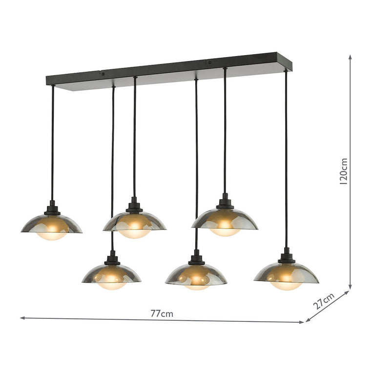 Kadience 6 Light Bar Pendant Lighting Black – Modern Linear Ceiling Light for Dining & Kitchen Spaces
