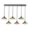 Kadience 6 Light Bar Pendant Satin Black and Smoked Glass picture with switched on light
