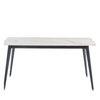 Elegant rectangle dining table with gold sintered stone top.
