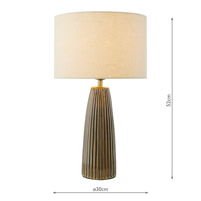 Kaulana Ceramic Table Lamp Brown with Natural Drum Shade – Elegant Lighting Collection for Modern Home Décor