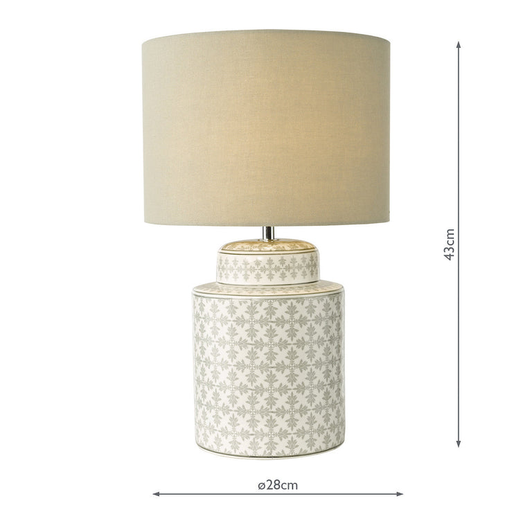 Kedron Ceramic Table Lamp Grey with Linen Drum Shade – Elegant Table Lamp for Modern Home Décor & Lighting Collection