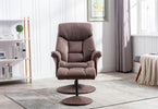 Kenmare Swivel Accent Chair Chestnut life style front view photo with a footstool