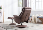 Kenmare Swivel Accent Chair Chestnut life style back view photo with a footstool