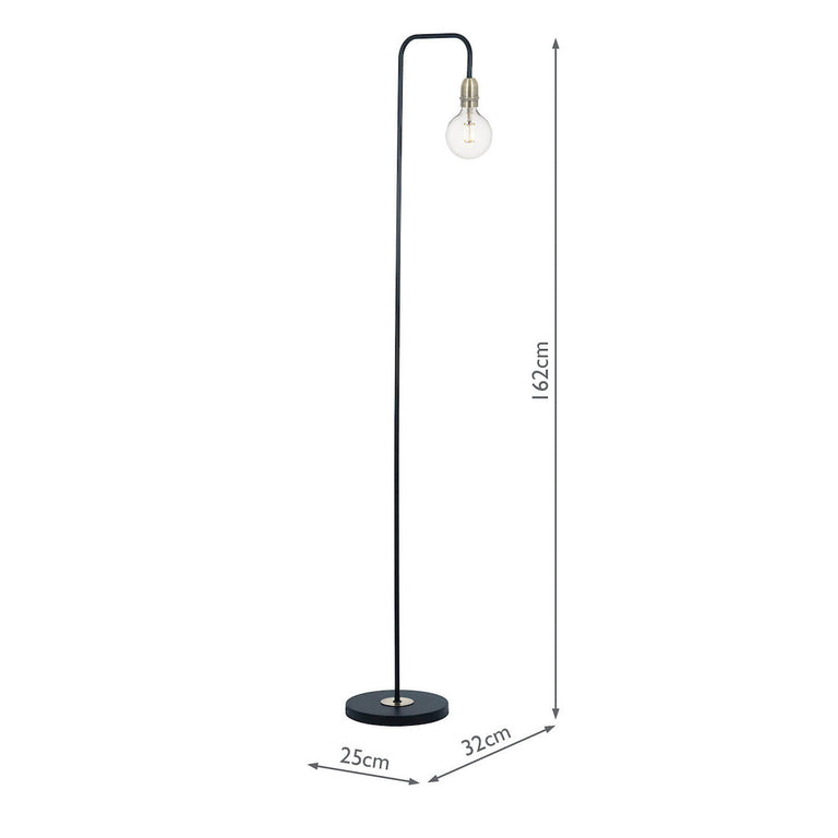 Kiefer Floor Lamp Black & Antique Brass - Rustic Lighting
