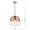Klaxon 1 Light Pendant Ombre Copper Glass picture with dimensions