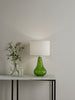 Kristina Glass Table Lamp Green with White Linen Drum Shade – Elegant Home Lighting for Bedroom & Living Spaces