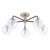 Lainey 5 Light Semi-Flush Black/Antique Brass  With Twisted Glass made in a modern design