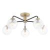 Lainey 5 Light Semi-Flush Black/Antique Brass  With Twisted Glass picture with witched on light