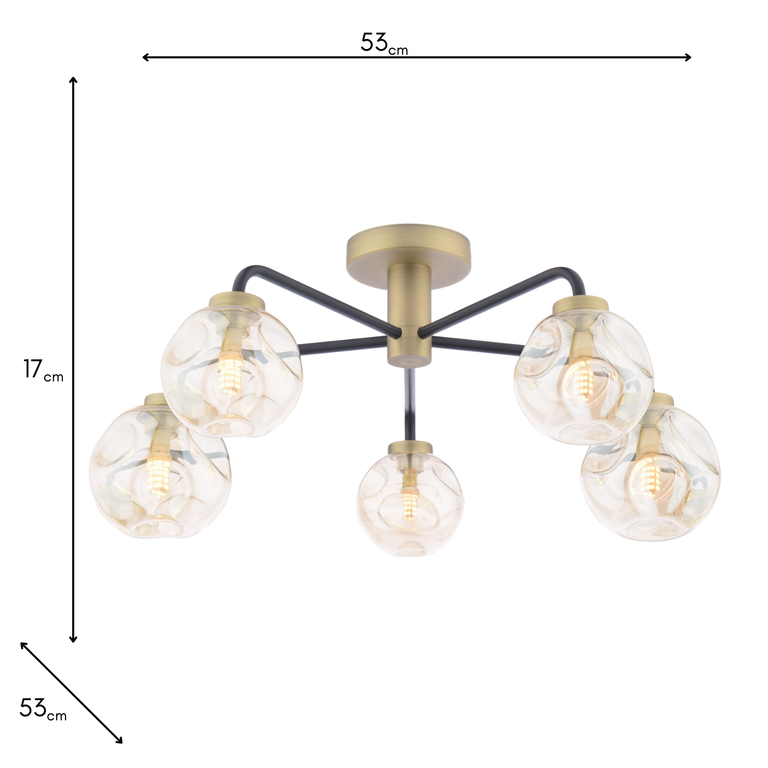 Lainey 5 Light Semi-Flush Black and Antique Brass – Ceiling Lighting Collection