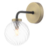 Lainey Wall Light Black/Antique Brass With Twisted Glass with switched on light