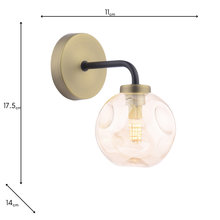 Lainey Wall Light Antique Brass & Amber Glass - Lighting Collection