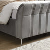 Leitrim 4ft6 Double Bed close view picture of the polised chrome legs and upholstery design
