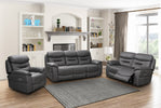 Leroy 3 Seater Sofa Electric Recliner life style photo with armchair and 2-seater sofa.
