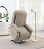 Linda Lift & Rise Massage Chair Light Tan life style picture in lifted up position