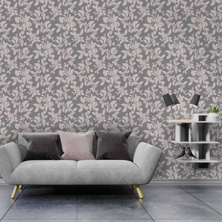 75851 Linden Floral Wallpaper Charcoal / Pink Holden - Floral Wallpaper Home Decor