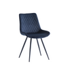 Elegant upholstered dining chairs in deep blue velvet
