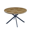 Modern dining table with black powder-coated base
