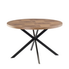 Elegant round dining table with oak veneer finish
