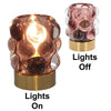 Luxe LED Lamp Bubble Purple picture that colpare light on and off