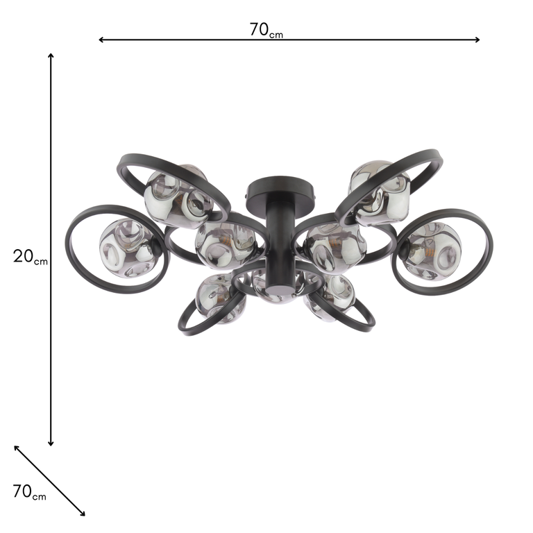 Lynette 9 Light Semi Flush Light Satin Black - Ceiling Lighting Collection