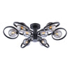 Lynette 9 Light Semi-Flush Satin Black/Smoked Glass with switched on light