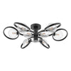 Lynette 9 Light Semi-Flush Satin Black/Twisted Glass with a switched off light