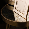 Lyra Nest of 2 Side Tables Champagne with mirrored top with leaves pattern