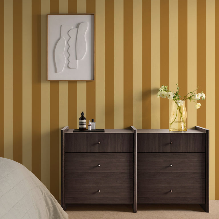 Made Demi Wallpaper Ochre Wide Stripe - Modern Wallpaper Collection