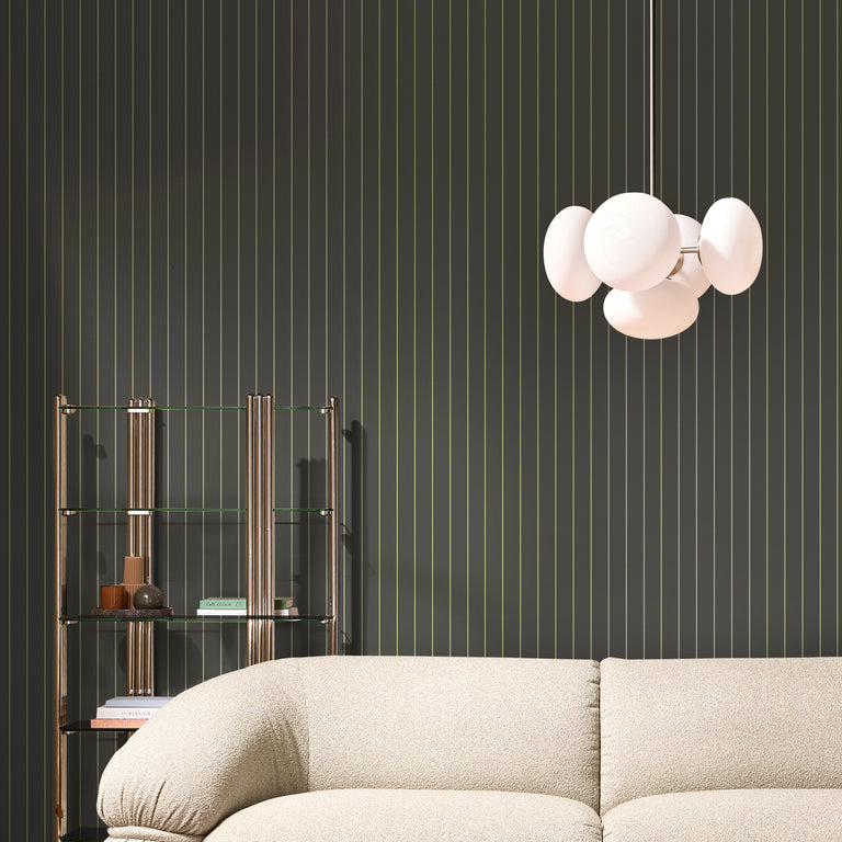 Made Kyria Wallpaper Navy & Mint Stripe - Modern Wallpaper Collection