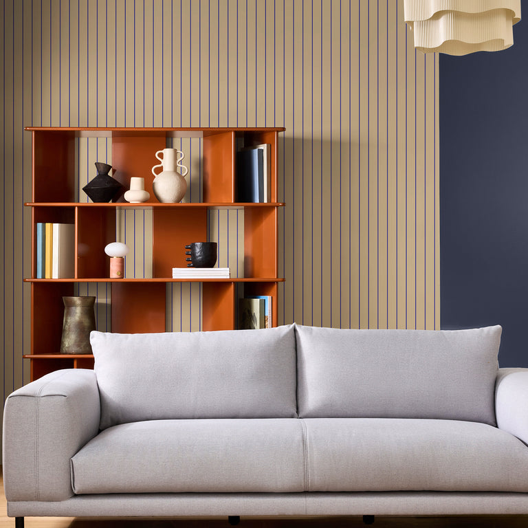 Made Kyria Wallpaper Neutral & Blue Stripe - Stripe Wall Covering Design