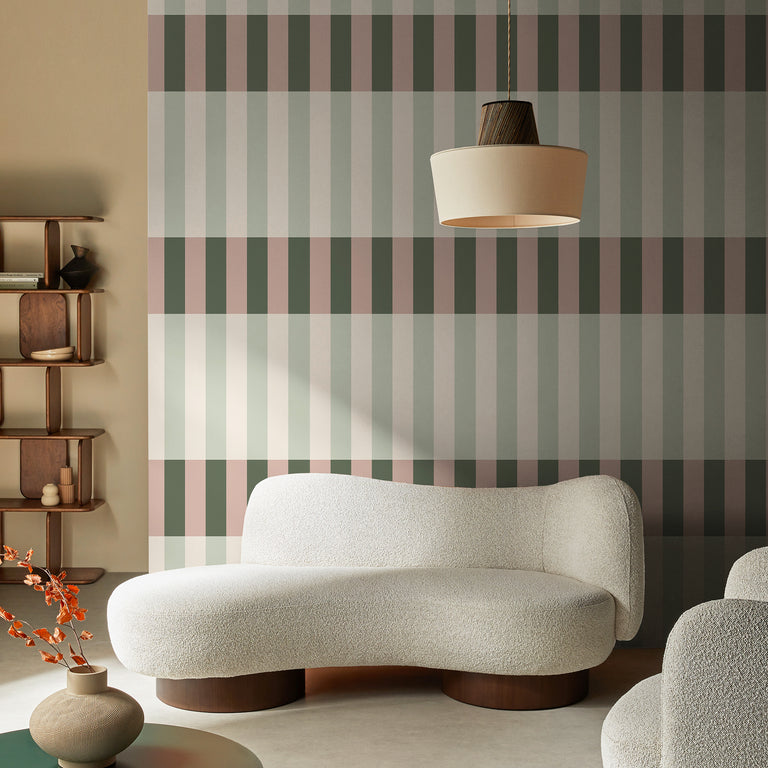Made Terri Wallpaper Green & Blush - Modern Wall Covering Collection