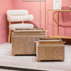 Maya Set of 2 Tray Table Pouffes Sand life style picture - trays