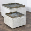 Maya Tray Table Pouffe Cappuccino Large life style picture with tray table option and small pouffe