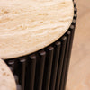 Misha Coffee Table Travertine Dark  close view picture of the stone top in a beige hue