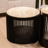 Misha Coffee Table Travertine Dark  dark wooden frame with a beige stone