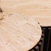 Misha Side Table Travertine Dark close view picture of the top design